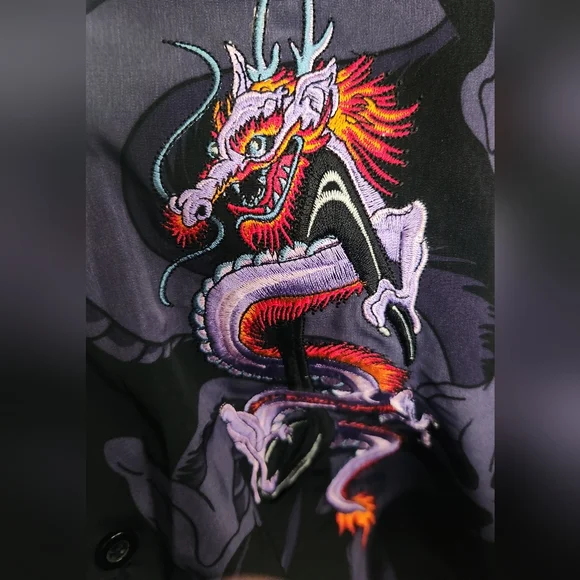 VTG Rare Nikki Sixx X Dragon Fly Mötley Crüe Embroidered Dragons Black Spellout